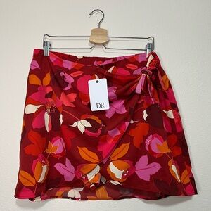 DR2 Floral Print Faux Wrap Skort / Skirt Shorts Size XL